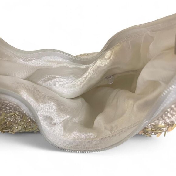 NWOT 2000s cream iridescent crochet sequin bag - Picture 4 of 4